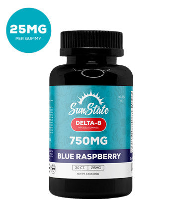 Delta 8 Infused Gummy 25mg - 30ct - 750mg - Indica - Blue Raspberry